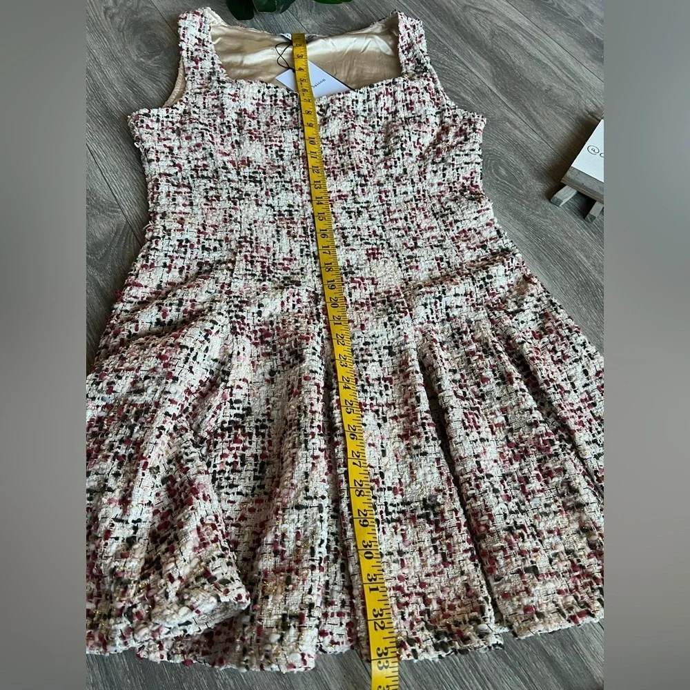 En Saison Everleigh Tweed Boucle Metallic Pleated Sleeveless mini dress L NWT - Picture 16 of 16
